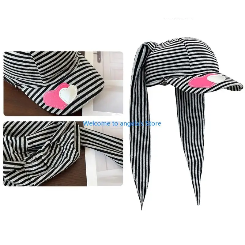

X4yc Heart Stripe Design Long Rabbits Hear Hat Hate Hearscaf Hat Perfected для женской уличной одежды и музыкального фестиваля