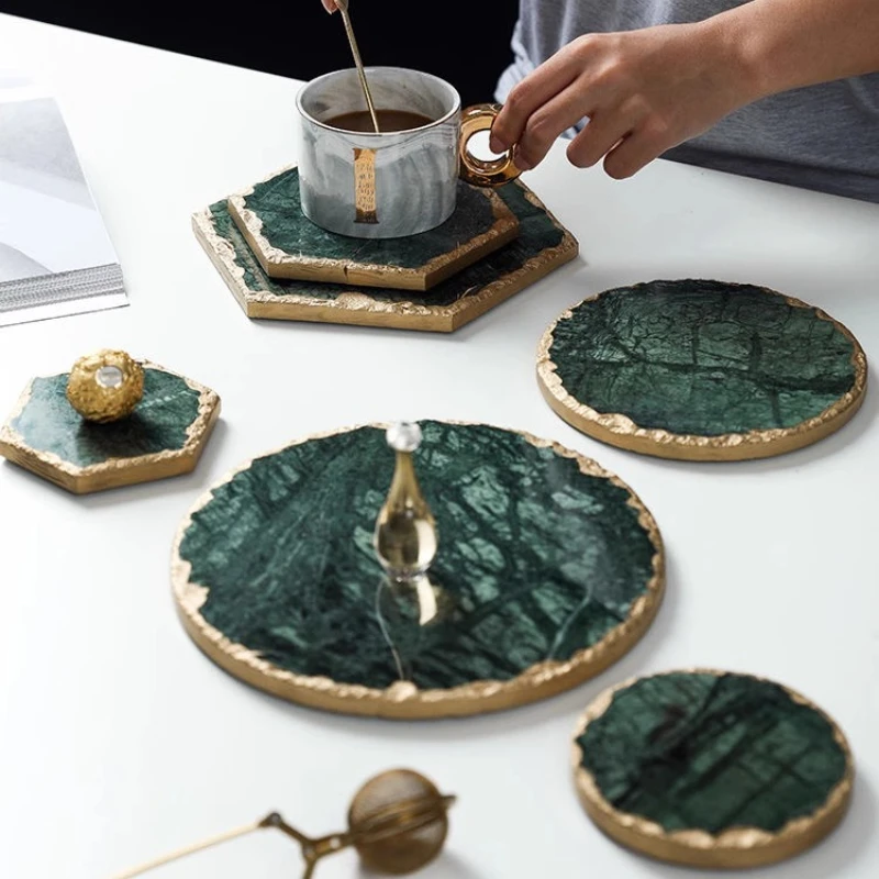 

Marble dining mat, household water cup mat, heat-insulating, luxurious, and heat-resistant table mat