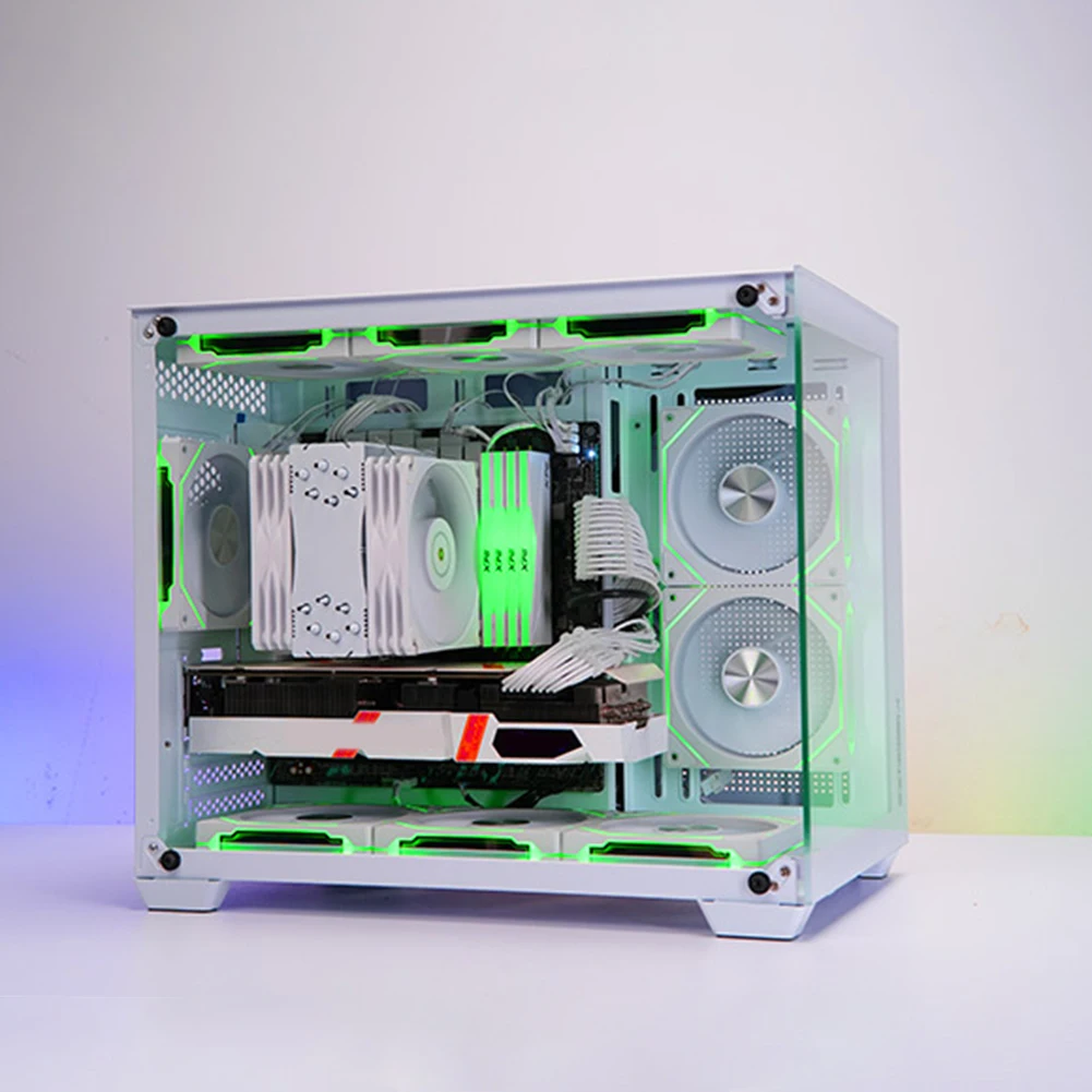 Вентилятор для корпуса ПК 120 мм с эффектом бесконечного зеркала, 5В 3-контактный ARGB, 800-1800 об/мин, 4-контактный PWM, тихий вентилятор для компьютерного корпуса