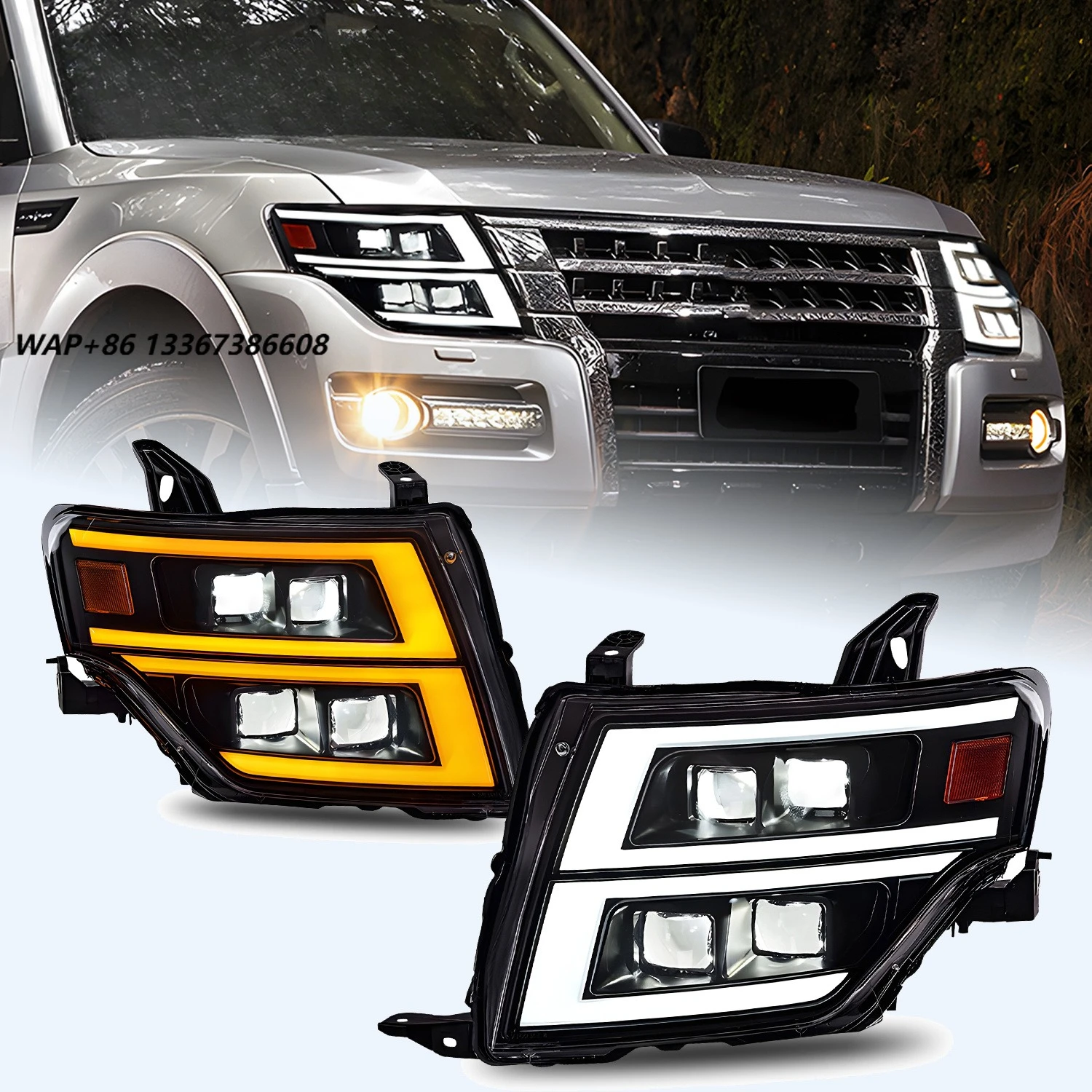 HCMOTIONZ Car Front Lamps Assembly Lighting System 2006-2021 V93/V97 Full LED Headlights for  Pajero
