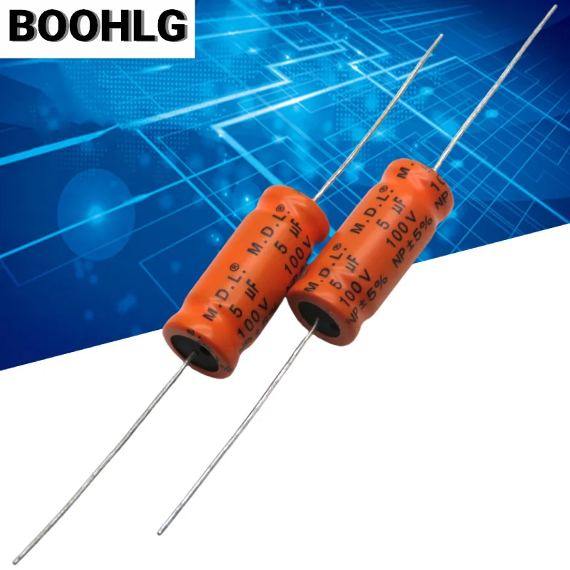 5PCS 5uf audio frequency division axial NP non-polar electrolytic capacitor 100V 5uf 13X31mm