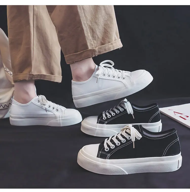 

Versatile milk white sneakers, new style, breathable, lightweight, cute, Japanese-style big toe shoes, thick-soled canvas shoes