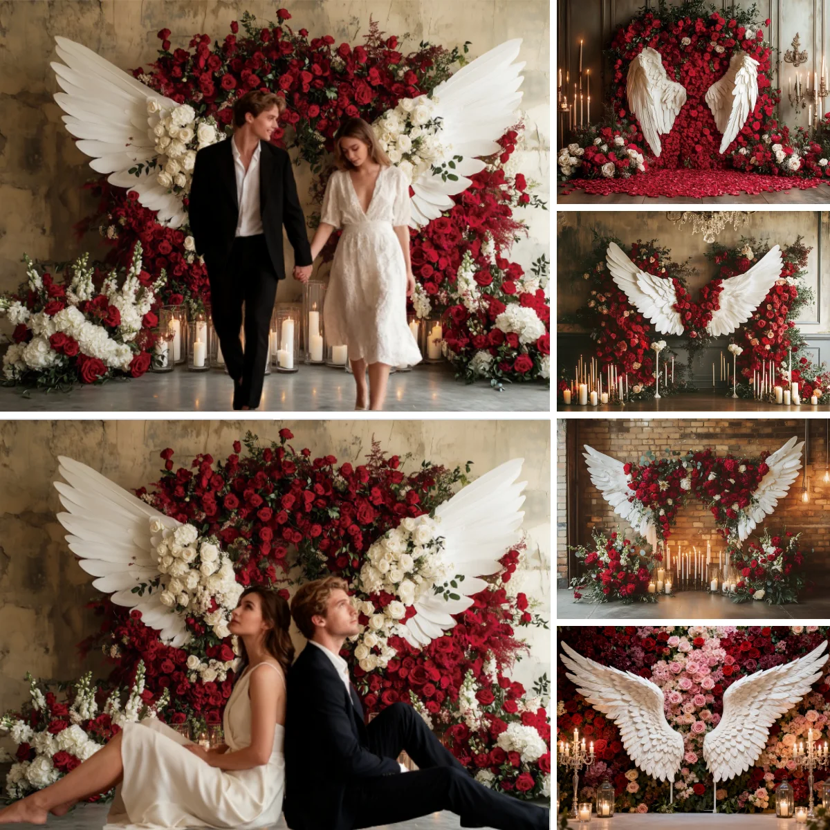 

Перо Крылья Сердце Роза Арка Фотография Фон Свеча Цветочная Свадебная Сцена Девушки День Рождения Украшения Фон