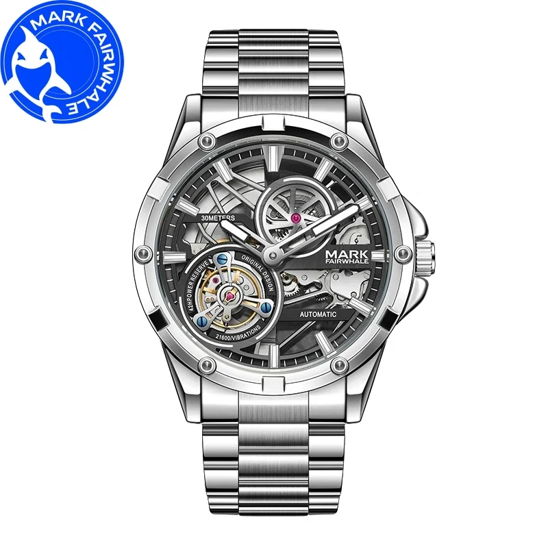 

MARK FAIRWHALE New 6013 Tourbillon Luxury Men Watch Automatic Movement Mechanical Watch for Man Stainless Steel Reloj Hombre