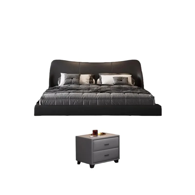 

Petal suspension bed, modern simplicity, leather bed, master bedroom, high-end atmosphere Italian minimalism