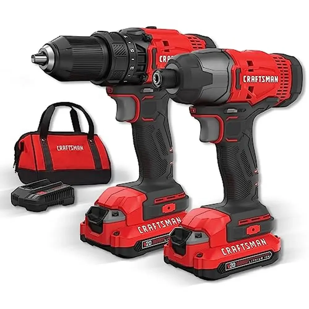 MAX Cordless Drill and Impact Driver Combo Kit 2 Batteries and Charger Included Powerful Motor 2 Speed Gearbox Max Torque 1,460