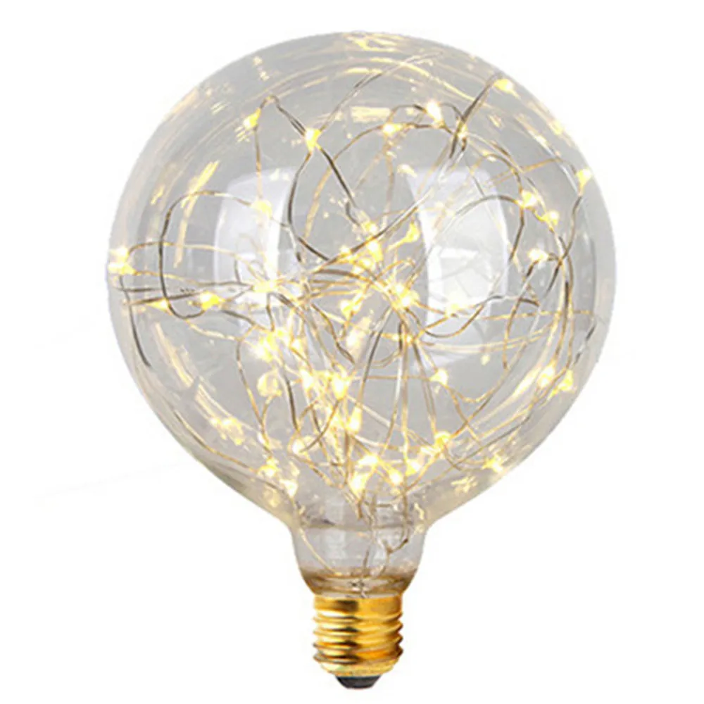 Ampoules à filament LED G95 colorées, ampoule en fil de cuivre ciel étoilé, lampe à cordes de Noël, verre pour décoration intérieure de Noël, 2