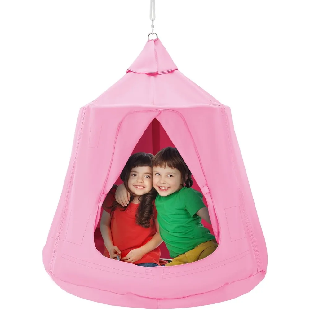 

Hanging Tree Tent, 330 LBS Capacity Hanging Tent Swing for Indoor and Outdoor Hammock Sensory Swing Chair w/LED Lights String