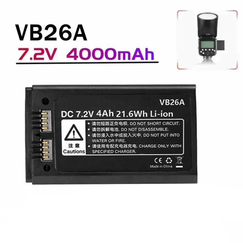 Round head photography light Godox replacement battery flash 7.2V 4000mAh, VB26, VB26A, V1S, V/S, V1N, V1F, V1O, V1P, Eddie Ion