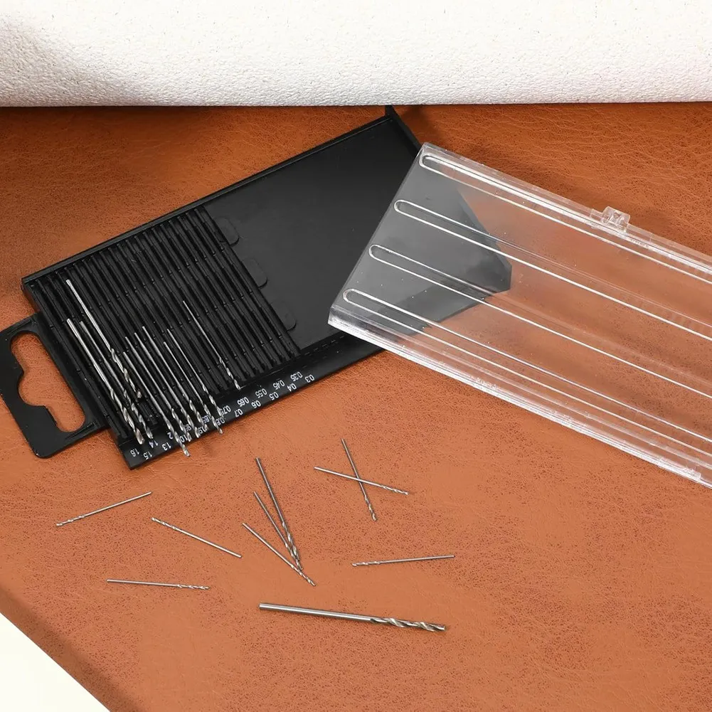 RMWIN-Set di mini punte da trapano per accessori per utensili manuali rotanti, kit fai da te per punte elicoidali con gambo HSS da 20 pezzi (0,3-1,6 mm)
