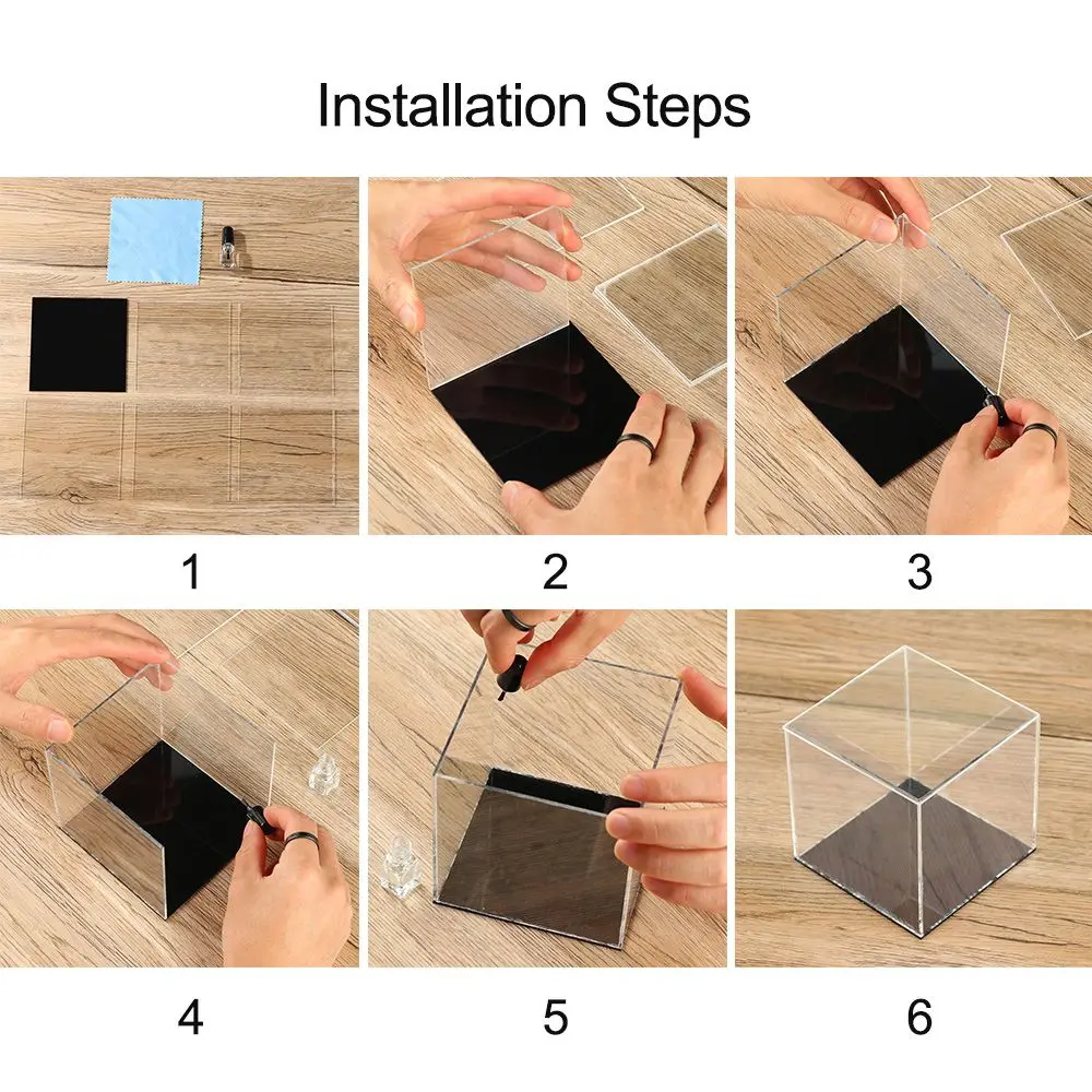 Clear Acrylic Display Case Black Base Dustproof Protection Model Toy Show Box Cabinet Figures Collectibles Storage Holder