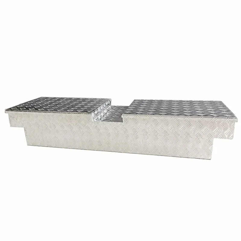Aluminum Alloy Pickup Truck Toolbox Double Opening Gull Wing Door Waterproof Storage Box Bucket Organizer Model