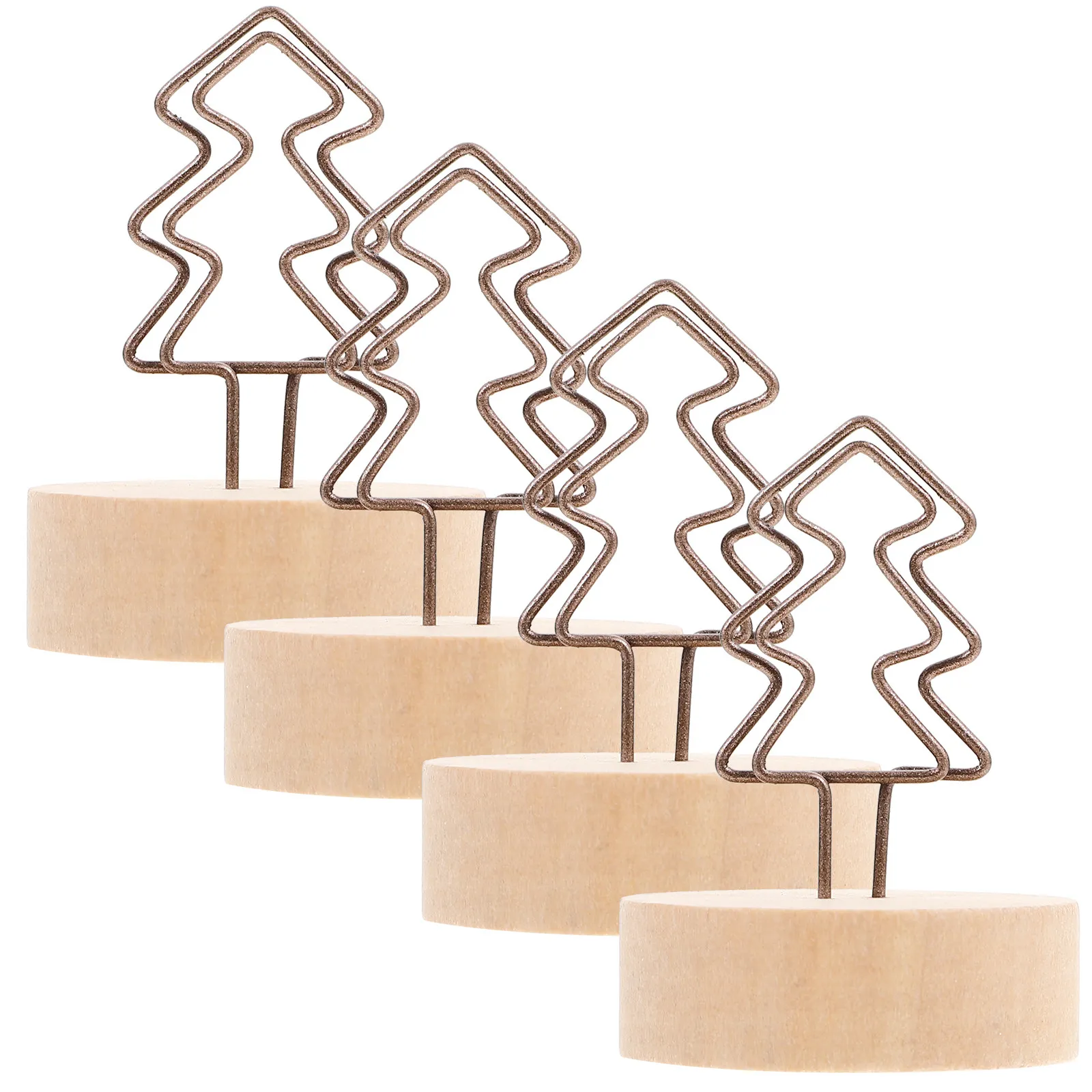 4Pcs Multi-Function Photo Display Clips Wooden Base Iron Frame Table Number Clips Picture Holders for Menu Cards Name Tags Memo