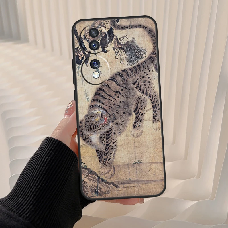 Japanese ukiyo-e Art Panther Tiger Case For Honor Magic 5 Lite Pro X6a X7a X8a X9a X8 X9 8X 9X Honor 10 50 70 90 Lite Cover