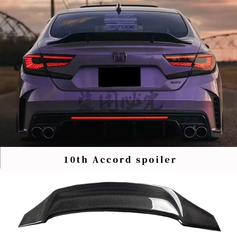 For Honda Accord 10th Spoiler 2018 2019 2020 2021 2022Accord Spoiler FRP Carbon lastic Material Car Rear Wing Color Rear Spoiler