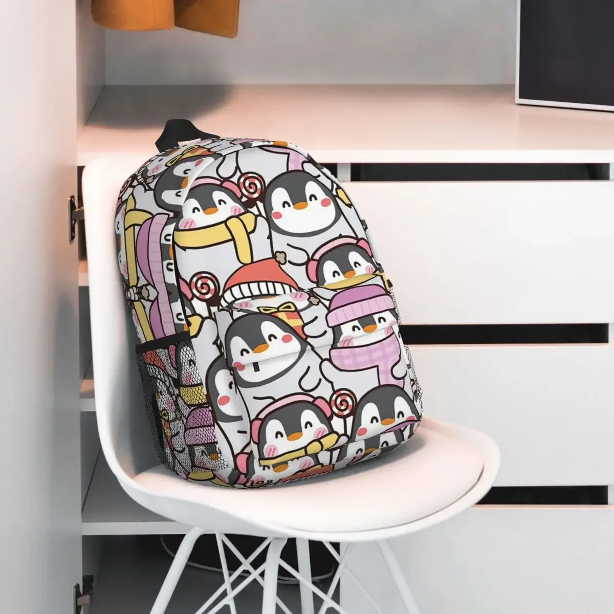 Penguin Cartoon Pattern, Penguin Seamless zaini ragazzi ragazze Bookbag studenti casuali borse da scuola zaino per Laptop borsa a tracolla