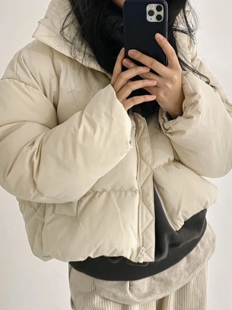 ريترو طوق اليد مبطن القطن الدفء ort Jaet المرأة فضفاض الخبز Sle لشتاء 2025 جديد وصول فام Faion