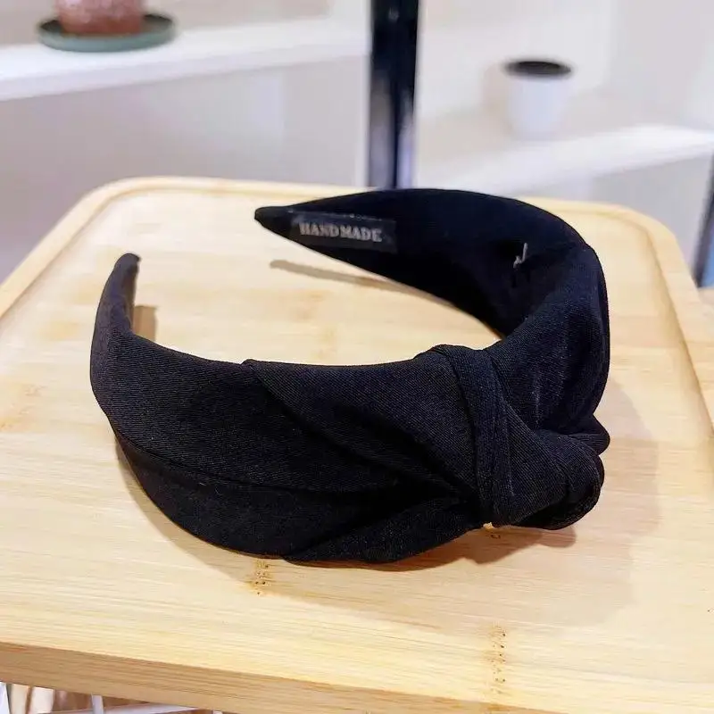 

Fashion Solid Fabric Twist Hairbands for Women Girls Bezel Hair Hoops Party Hair Accessories Korean Ladies Wide Knot Headbands