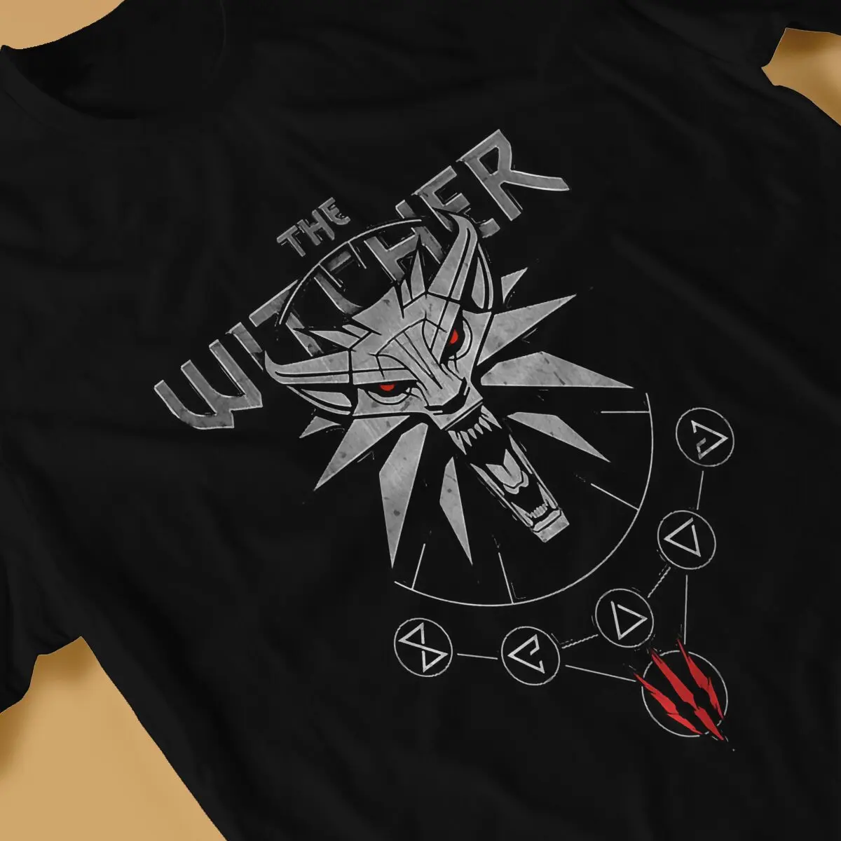 The Game W-Witcher Man TShirt White Wolf Fashion T Shirt Harajuku Streetwear Hipster