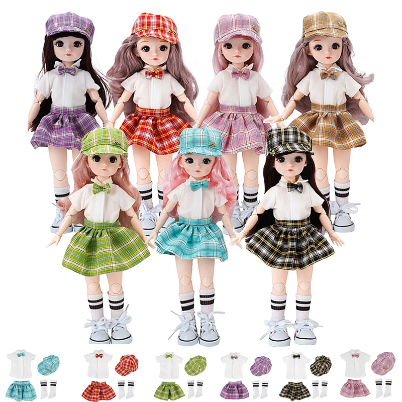 Fashion 1/6 Bjd Doll Student Uniform Set Replacement Clothes Skirt Accessories 30cm Doll Kids Girls Toy Gift