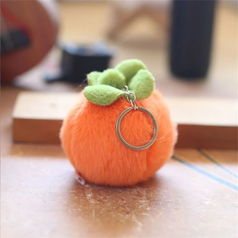 พวงกุญแจตุ๊กตาผลไม้รูปลูกพลับ ของตกแต่งกระเป๋า ของขวัญชิ้นเล็กๆ งานแฮนด์เมดสุดพิเศษ ขนาด 8 ซม.