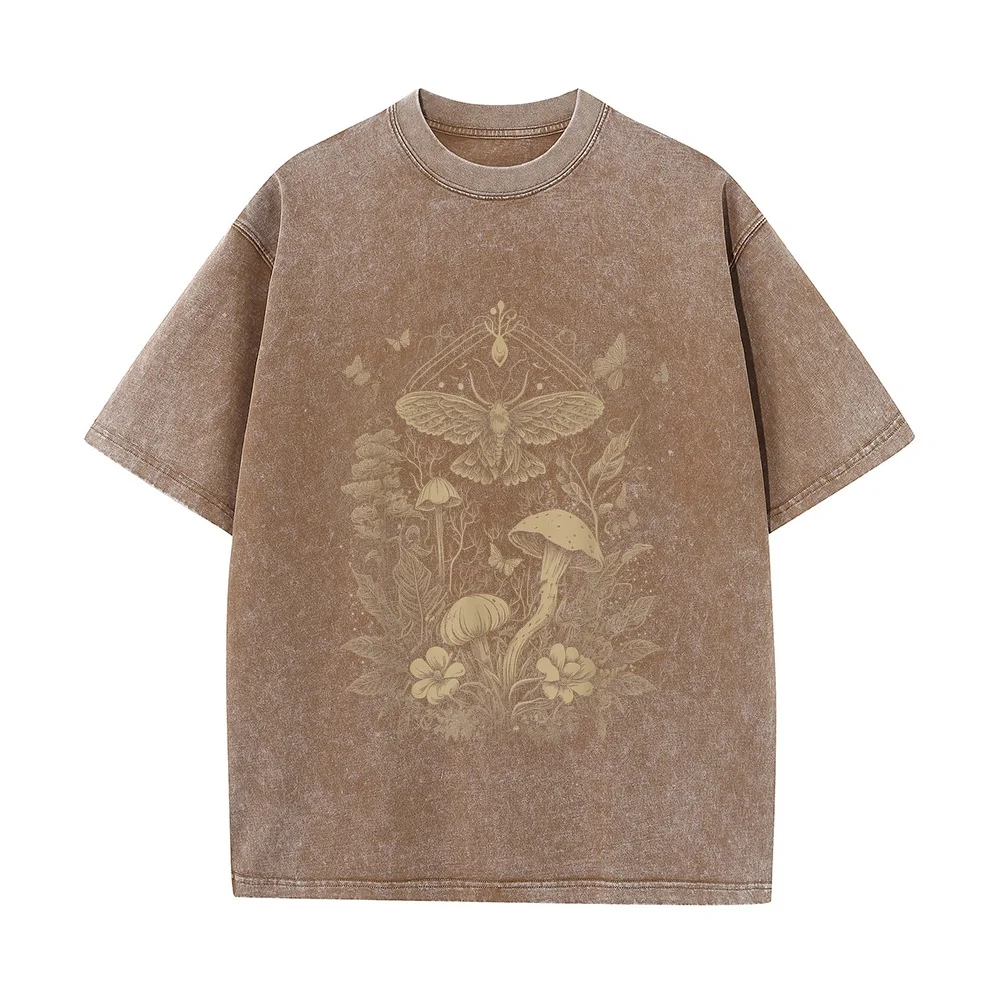 Cute Fairycore Floral Moth Aesthetic Girls Women Graphic T-Shirt 오버핏 Camiseta Masculino Original Men T Shrits Medium Cotton Tee