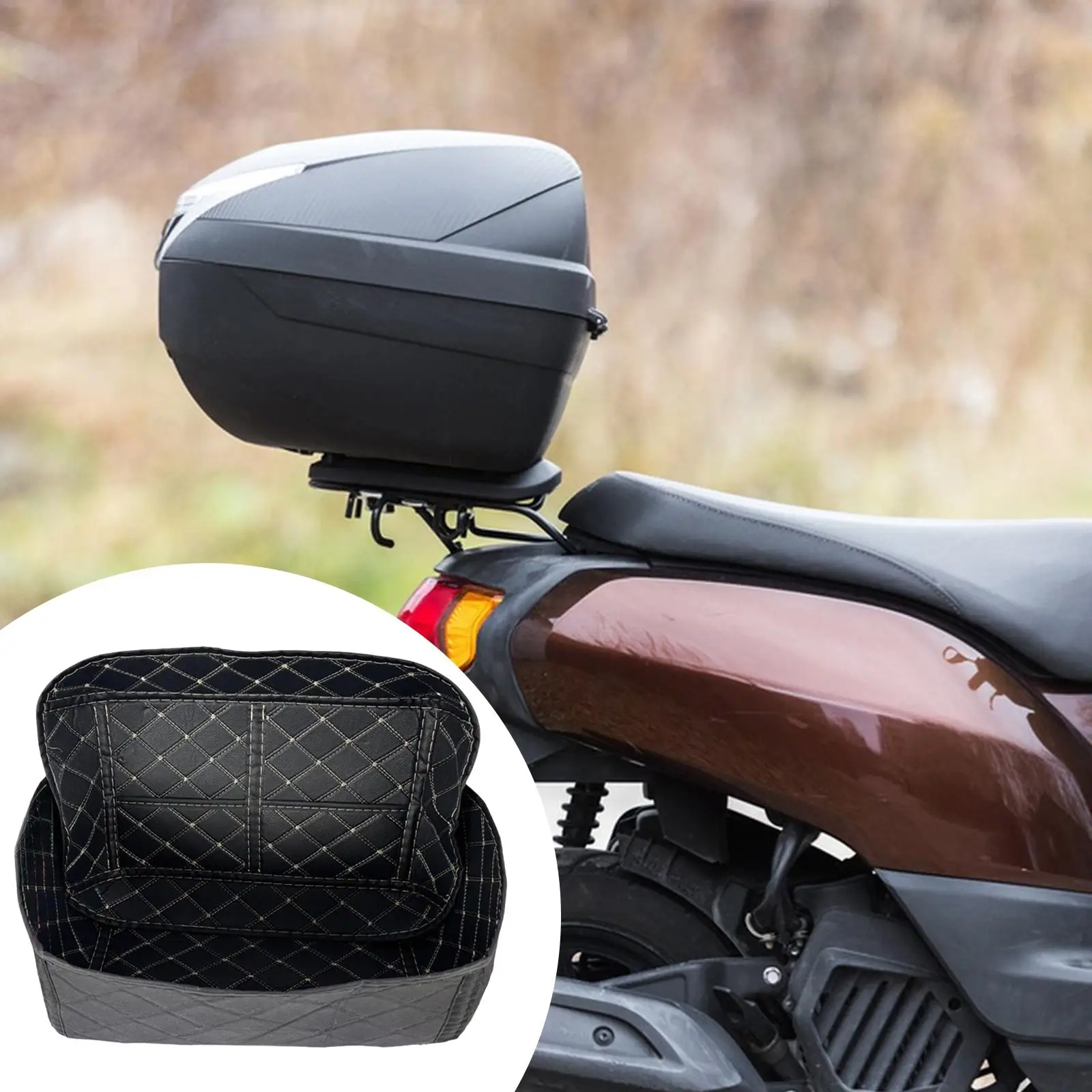 Motorcycle Tail Box Mat PU Leather Container Lining for -45L Replace