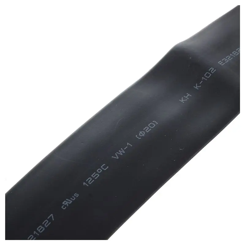 AT21-5 Pcs 20Mm Black Heat Shrinkable Tube Shrink Tubing Sleeve Cable Wrap 1M