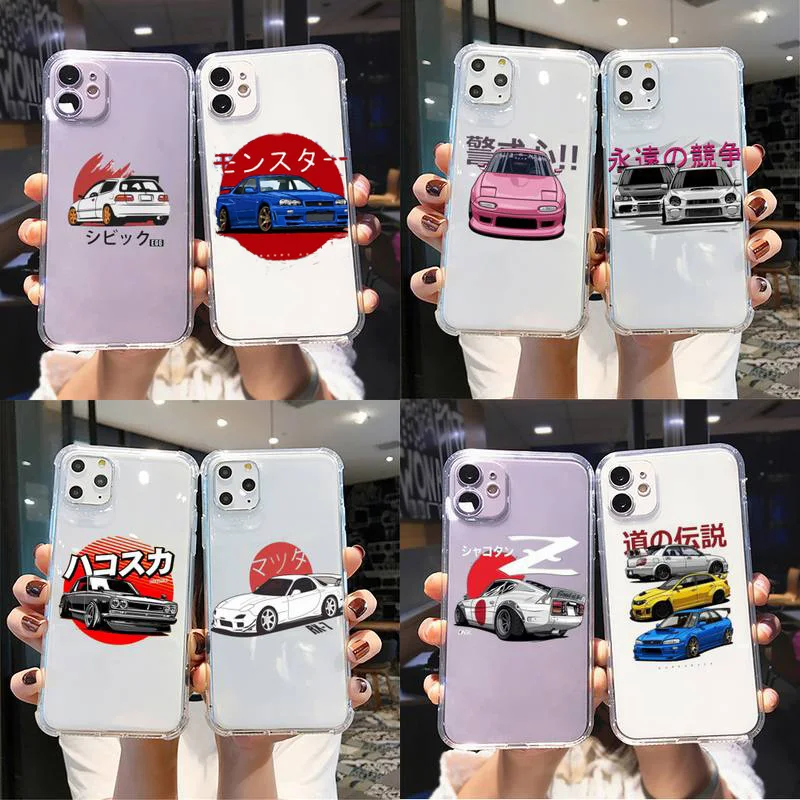 

Men Cool Sports Cars JDM Phone Case for iPhone 15 14 13 12 11 Pro Max Mini X Xs Max XR 15Plus Silicone Cover Shockproof Fundas