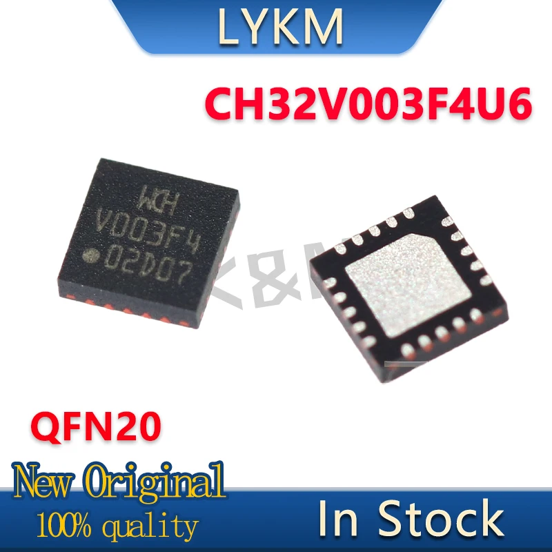 (10-100piece) New Original CH32V003F4U6 V003F4 QFN20 Industrial grade universal MCU In Stock