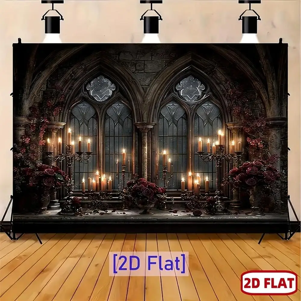 Vintage Gothic Cathedral Window Backdrop Curtain for Party Decoration Photo Booth Background Wall Hanging