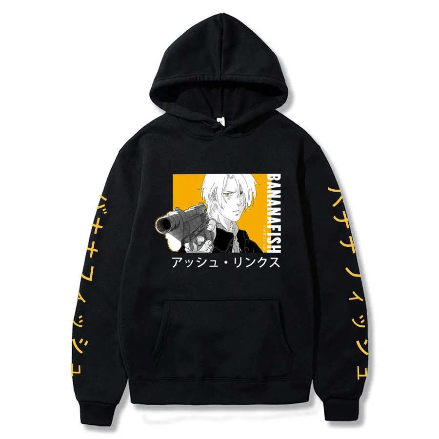 

2021 New Japanese Anime Banana Fish Print sweatshirts Ash Lynx Loose pullover Hooded Men Women Pocket Warm O-Neck Loose Hoodies