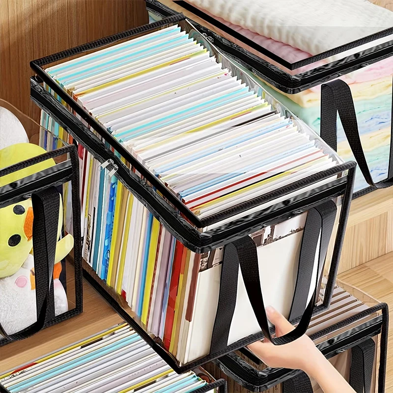

Transparent Foldable Book Box Student Dormitory Classroom Notebook Organizer Waterproof Stackable Books Stationery Storage Bag