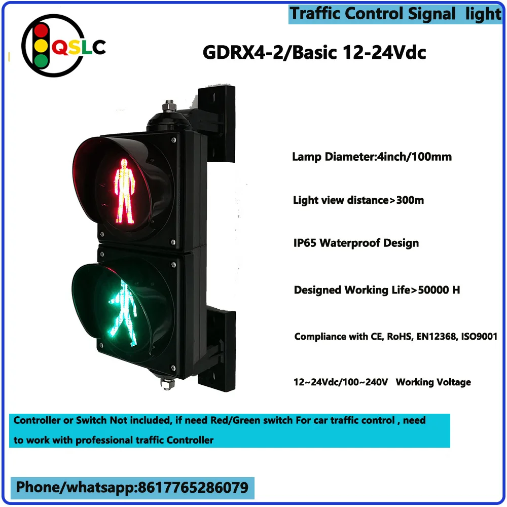 Pedestrian Traffic Signal Light 4 Inch Red  Green Walk Man Traffic Warning Light Remote Control Signal Light School Teach Light