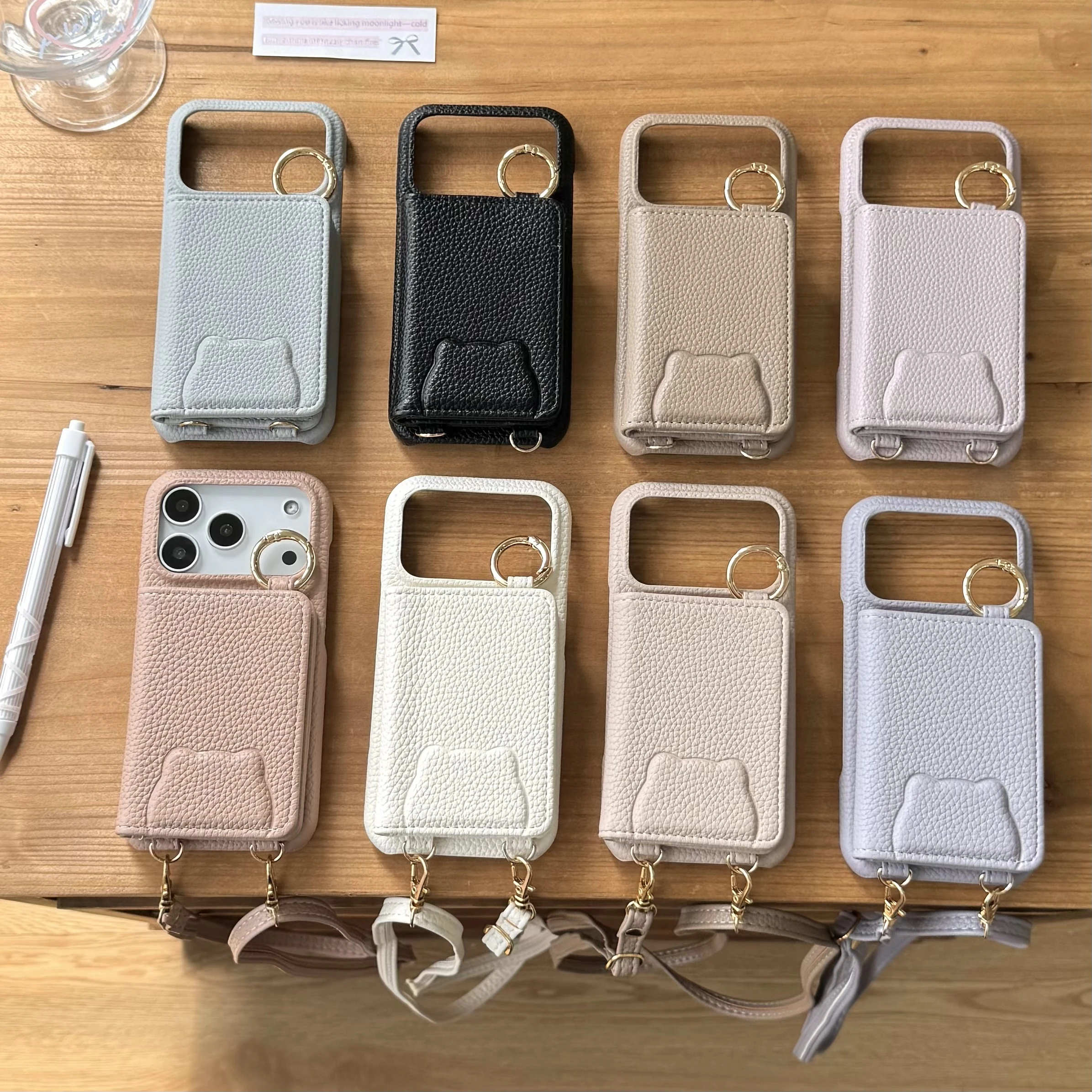 Crossbody حلقة حامل المغناطيسي المحفظة حافظة جلدية آيفون 17 برو ماكس 16 زائد 15 زائد 14 13 12 11 غطاء جيب طويل الحبل