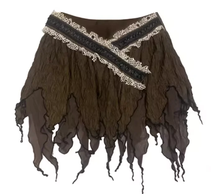 High Waist Sexy Skirts Girls, Japanese Harajuku, Gothic, Irregular Coffee Color, Splicing, Kawaii, Hot Fashion, New