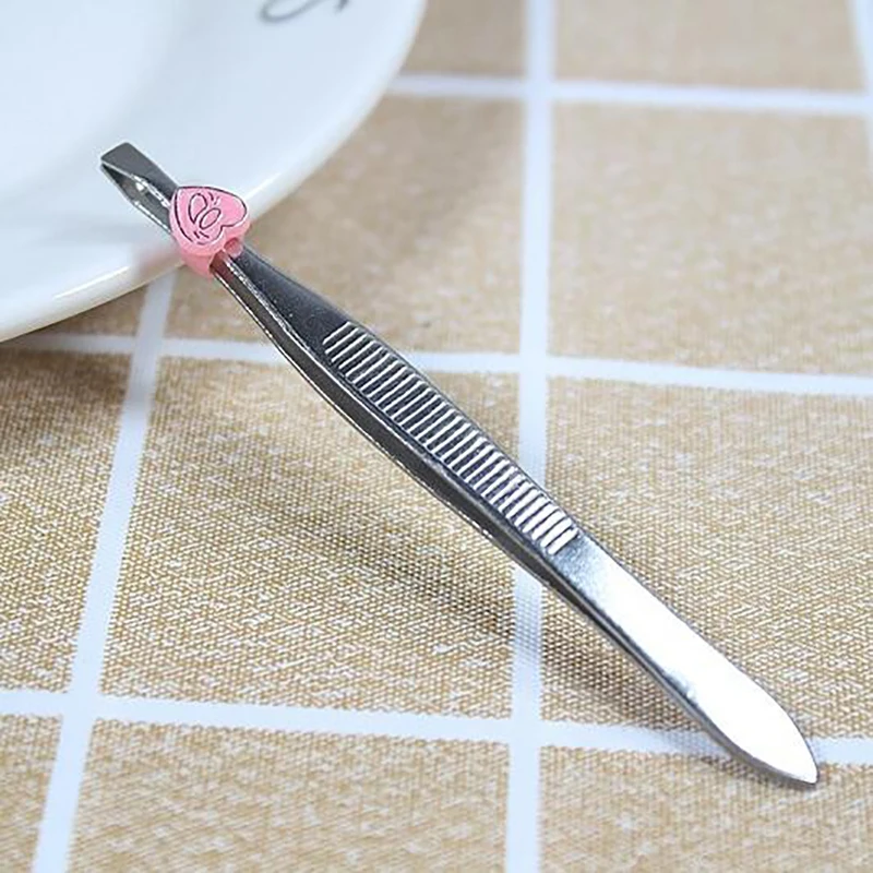 12Pcs/pack Stainless Steel Slanted Eyebrow Tweezers Face Hair Removal Clip Makeup Tool Women Cosmetics Beauty Wholesale