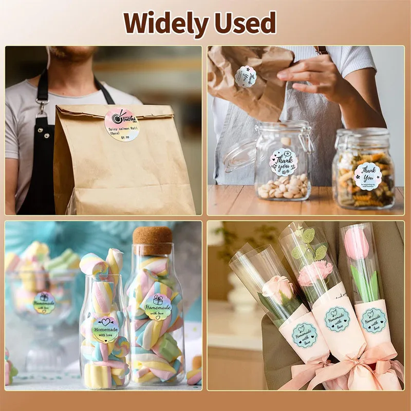 그라데이션 자가 접착 라벨 직접 열전사 원형 스티커 롤 꽃 모양 원형 인쇄 가능 라벨 용지 선물 카드 가정용 보관