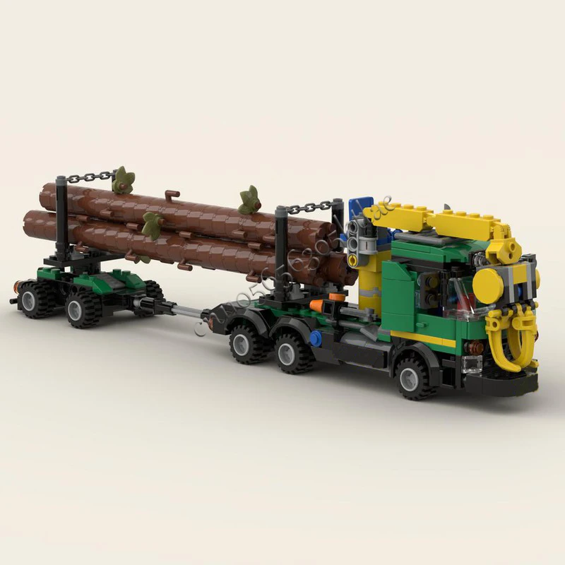 443 PCS MOC City Engineering Logging Truck With Pole Trailer Model Technology Building Block Creative Children Toy Birthday Gift