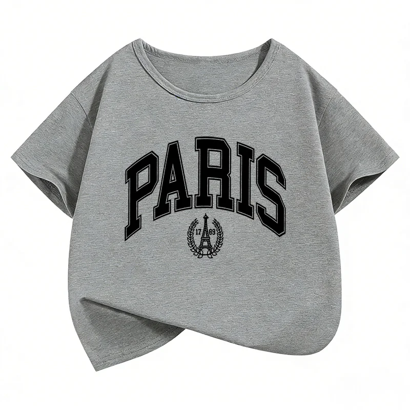 Fashion Paris Design Funny T Shirts Gothic Kids Children's T-shirt Boys Girls Summer Spring Casual Top Tee Shirt Short Sleeve