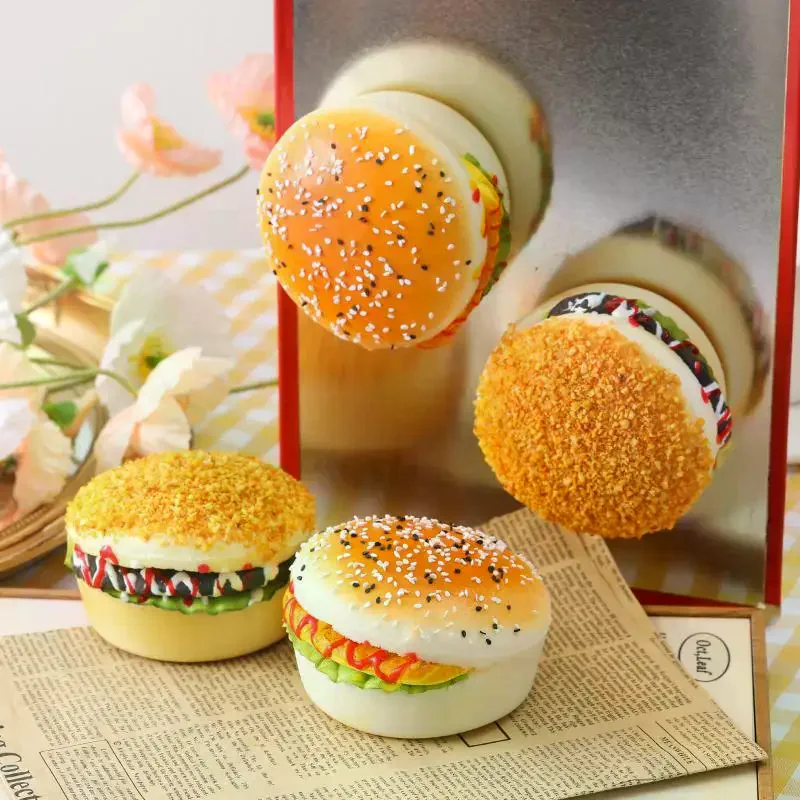 /GJ/Hamburger Fridge Magnet Squishies Toy Slow Rising Stress Reliever Toy Novelty Antistress Christmas Kitchen Decor Realistic
