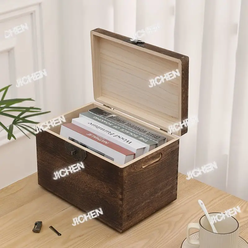 

ZQQ Wood Storage Box Wooden Accessory Storage Boxes Large Organizer Containers Modern Multifunctional Organization Bin With Lid