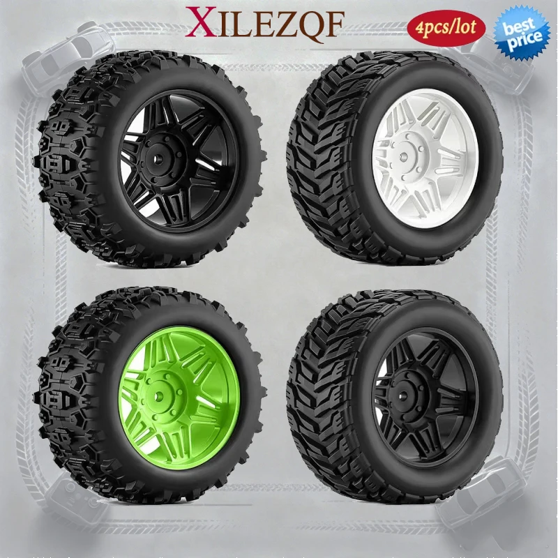 4PCS 90*45mm 12mm Hex RC Monster Truck Wheels Tires Upgrade Parts for 1/14 1/16 MJX Traxxas Mini E‑Revo Arrma Kraton RC Car