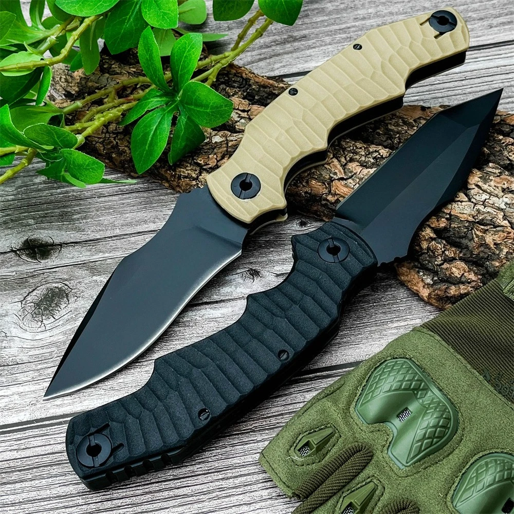 Складной нож Карманный нож EDC с точечным лезвием Танто Одноручный замок с заклепками для большого пальца Компактный складной механизм для улицы