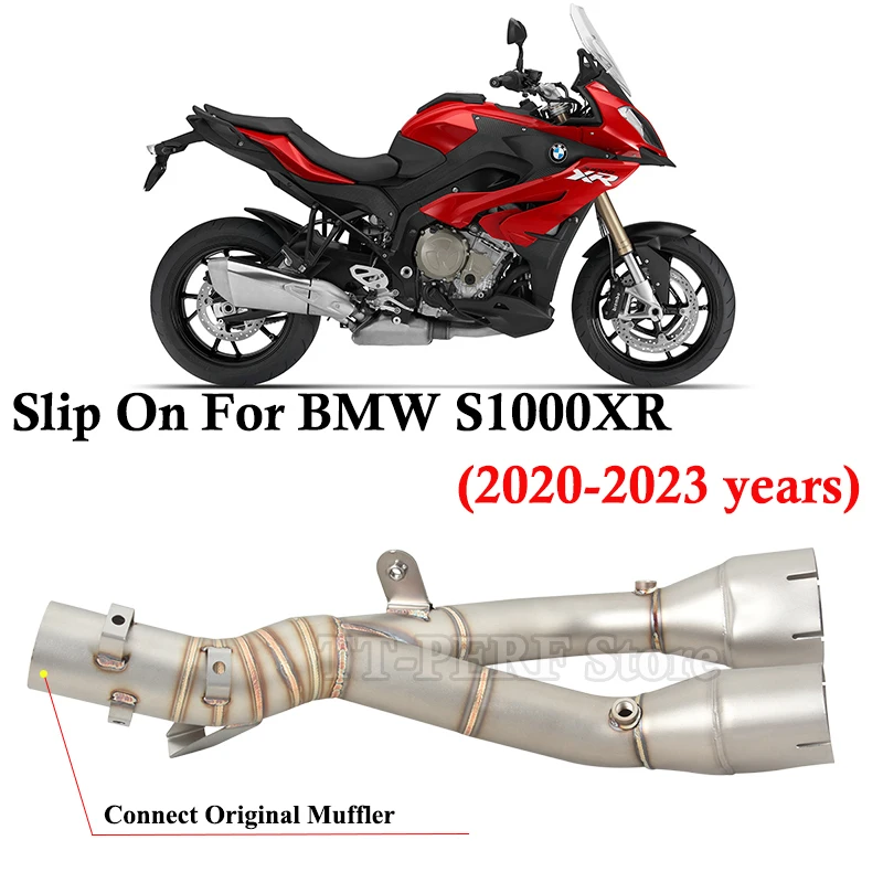 

Slip On For BMW S1000XR 2020 2021 2022 2023 Motorcycle Modified Escape System Middle Link Pipe Connect Exhaust Muffler Stainless