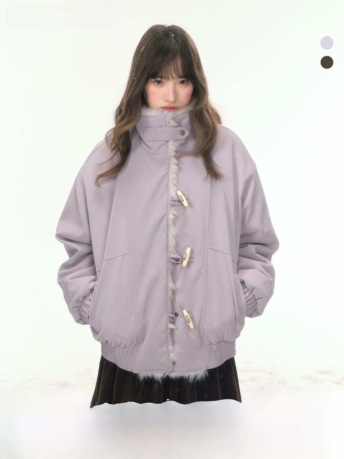 キャラメルスイートポテトマッドミルクジャケット冬用スタンドカラーボタンPUレザーショートコートコットンワークウェア通勤スタイルレディースアウター