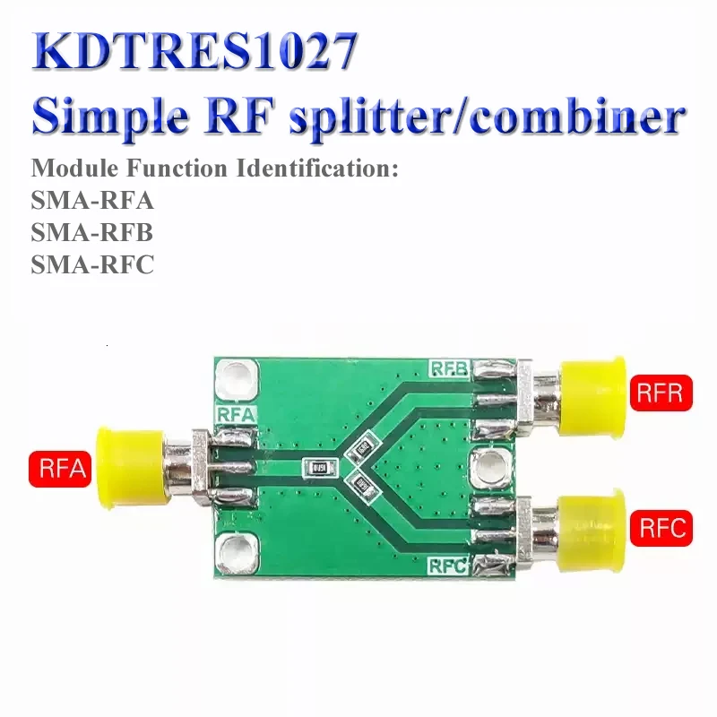 KDTRES1027 مقاوم ميكروويف RF 6 جيجا هرتز، مقسم طاقة بسيط، وحدة مقسم واحد إلى اثنين، مجمع/فاصل RF