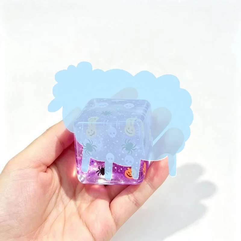 Pumpkin Spider Pattern Slow Rebound Halloween TPR Ice Cube Toy Stress Relief Fidget for Family Holiday Gatherings