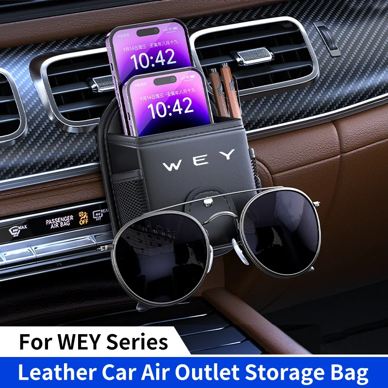 Car Air Outlet Debris Storage Bag For Greatwall Wey Tank 300 Coffee 1 VV5 VV6 VV7 P8 Vent Dashboard Tidy Hanging Organizer Box