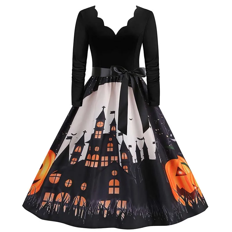 Vestido de Halloween para mujer, manga larga, elegante, Vintage, Festival, princesa, disfraz de fiesta, bata de los años 50 y 60